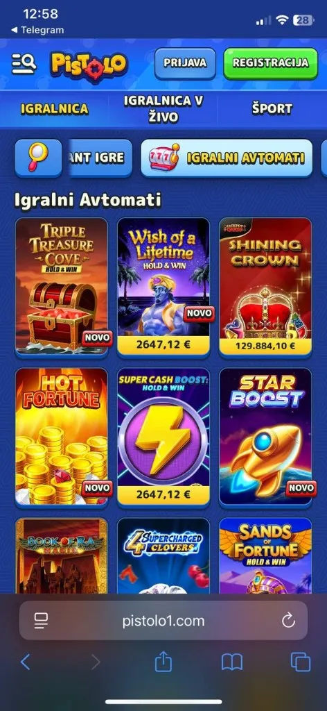 Pistolo – mobilni prikaz igralne knjižnice